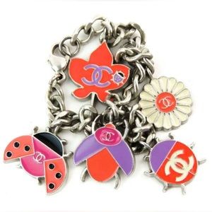 CHANEL Charm Bracelet Vintage Rare Ladybug Charm Bracelet Chanel Jewelry